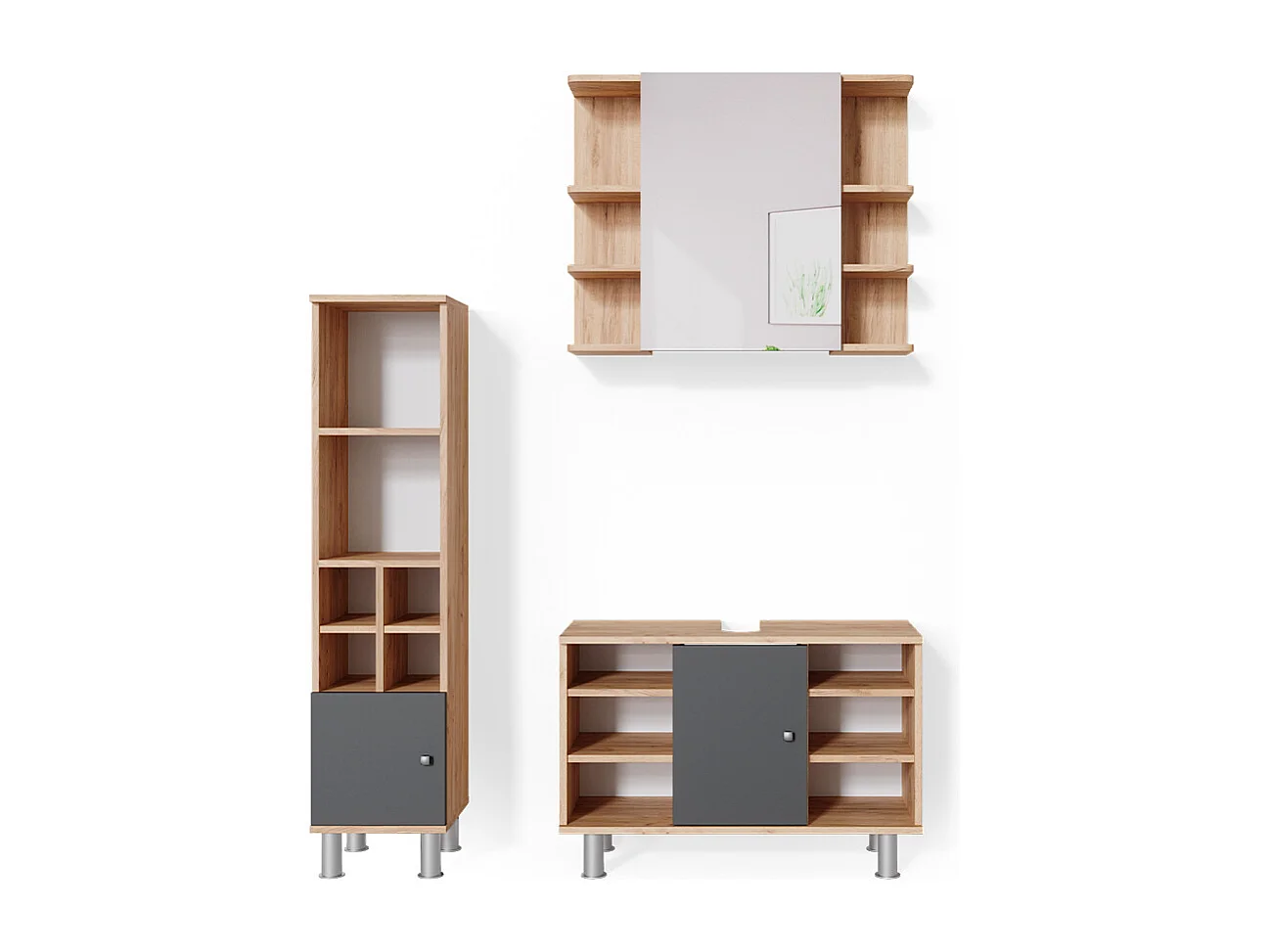 Set mobili bagno quercia dorata 60x32x54 fynn