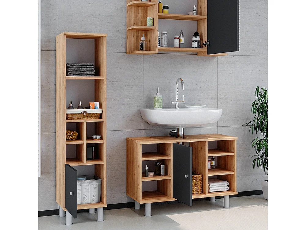 Set mobili bagno quercia dorata 60x32x54 fynn