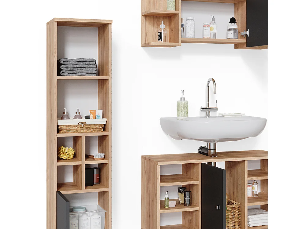 Meubles bain chêne de force doré 60x32x54 fynn