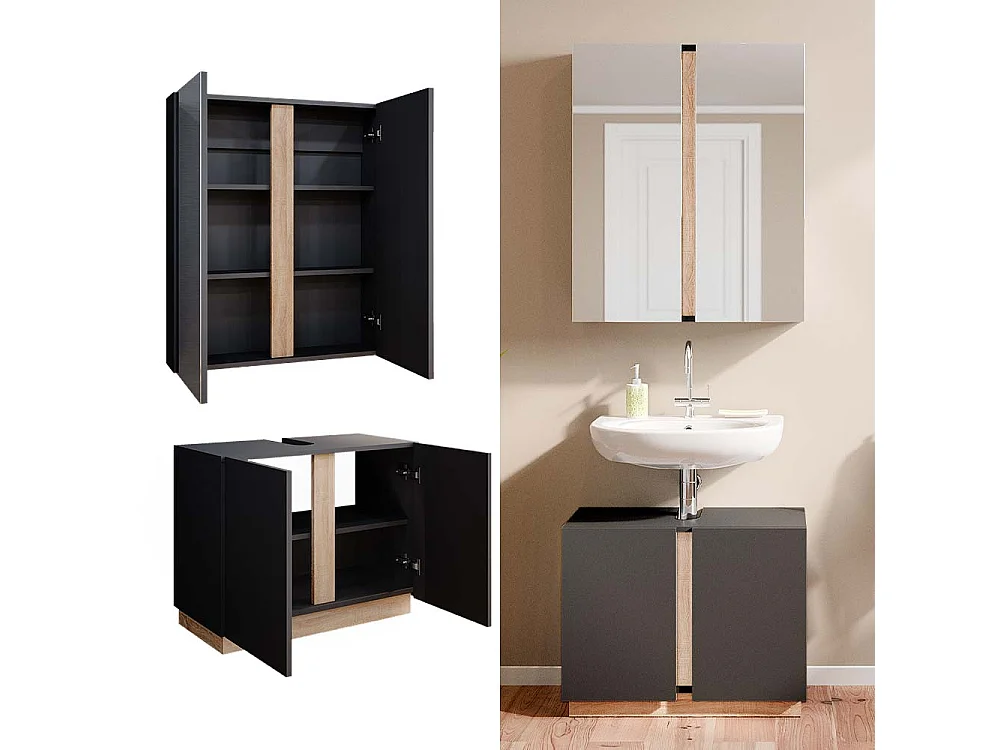 Set di mobili da bagno antracite 70x34x55 gloria