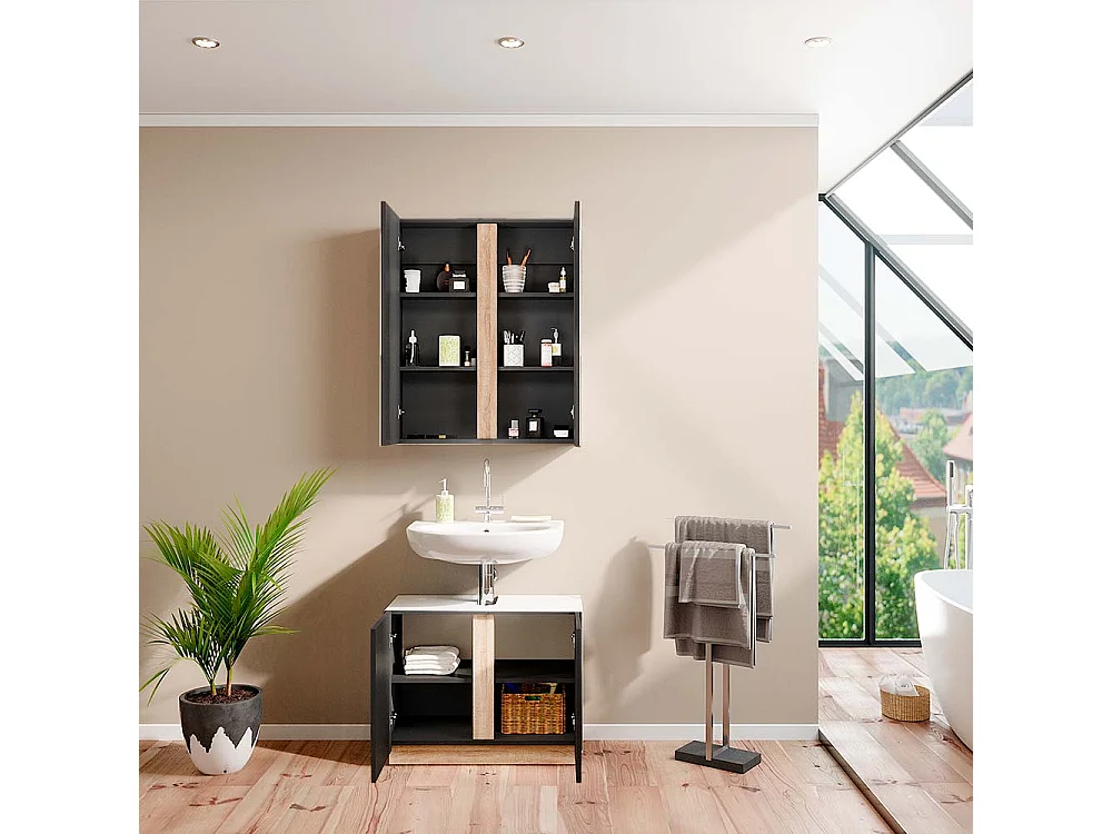 Meubles bain anthracite 70x34x55 gloria