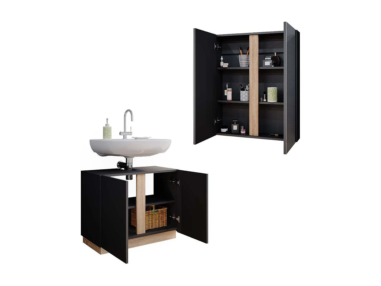 Meubles bain anthracite 70x34x55 gloria