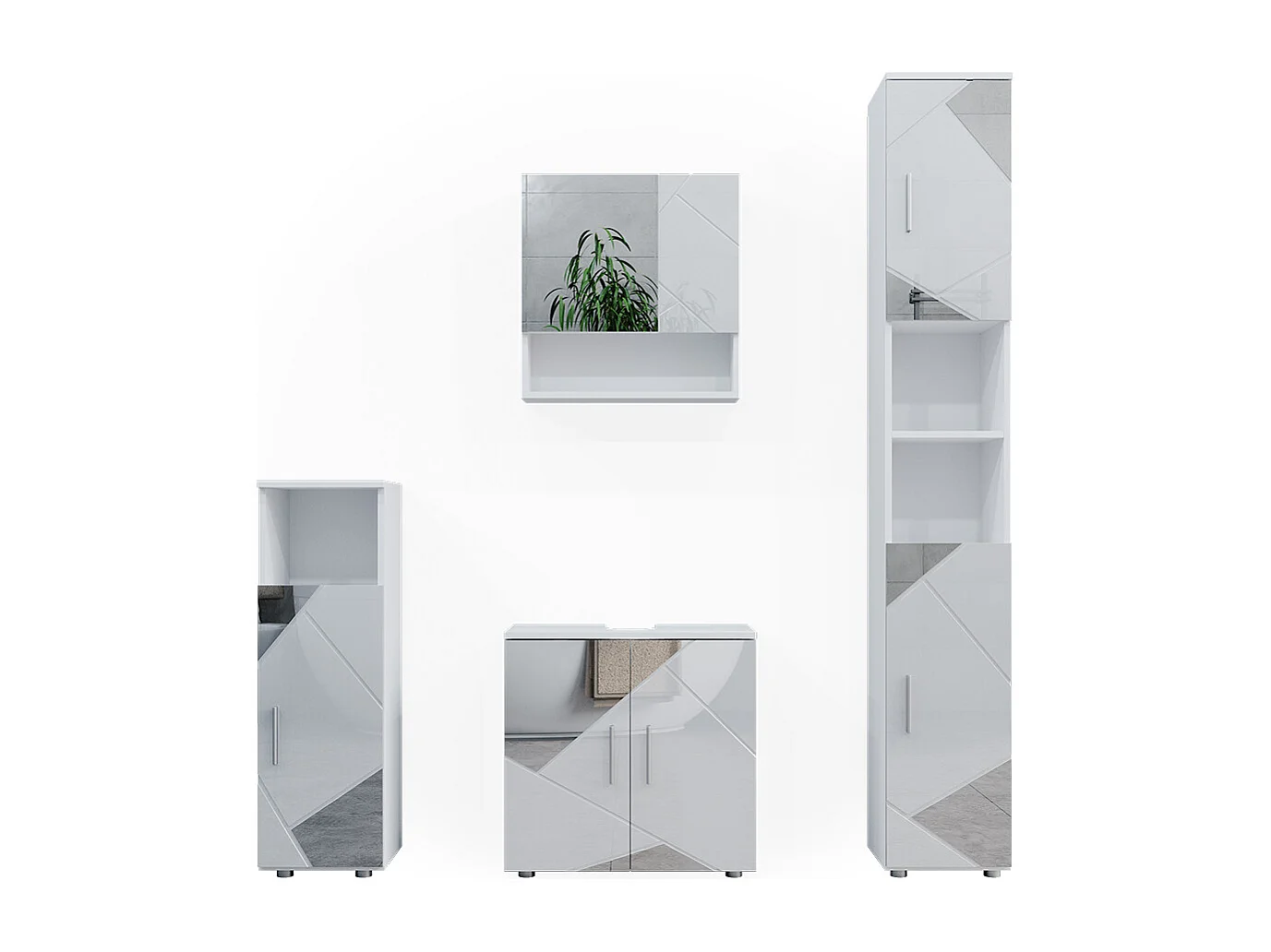 Meubles bain blanc brillant avec inserts 80x41x58.6 irma