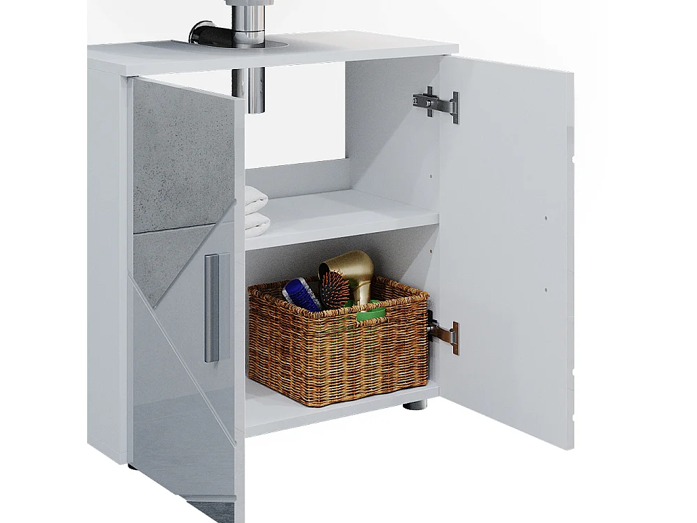 Meubles bain blanc brillant avec inserts 80x41x58.6 irma