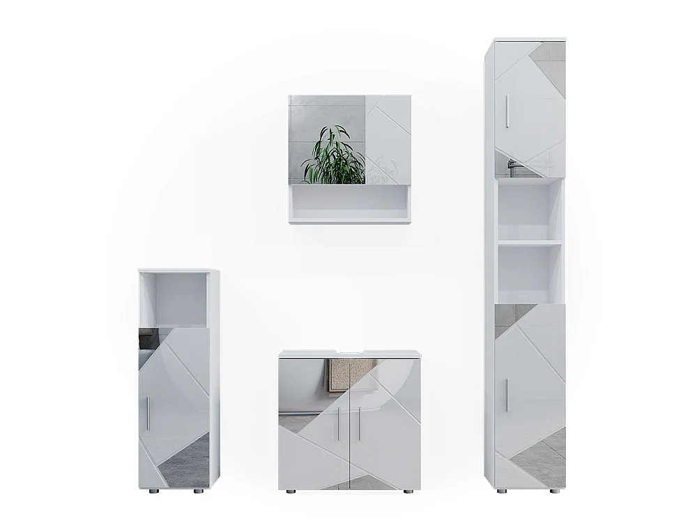 Meubles bain blanc brillant avec inserts 80x41x58.6 irma