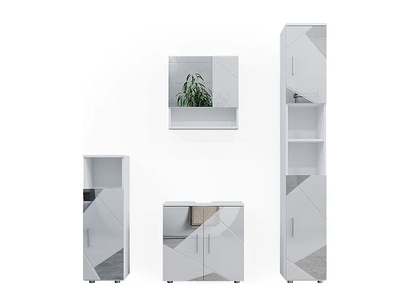 Meubles bain blanc brillant avec inserts 80x41x58.6 irma