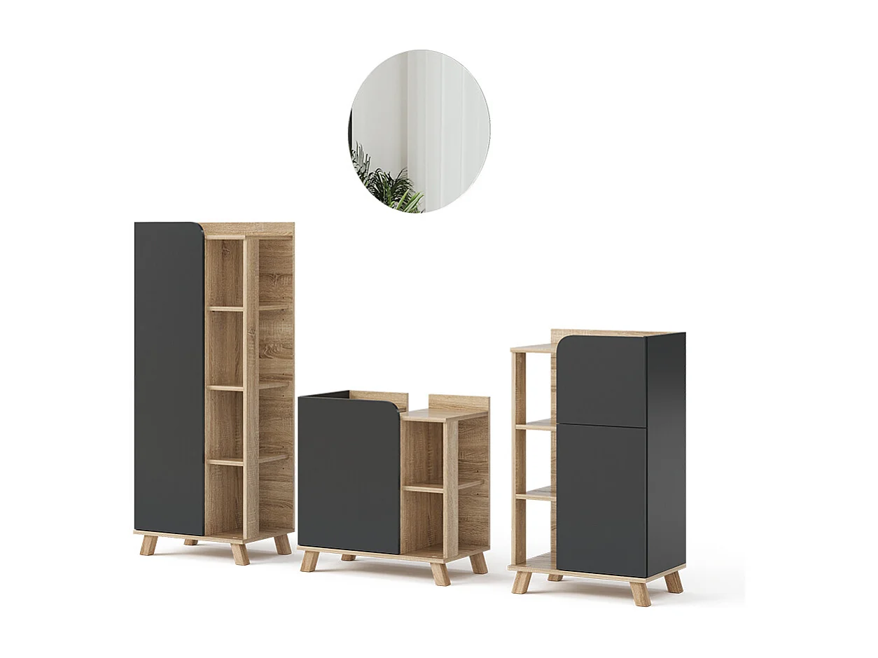 Badmöbel-Set sonoma/anthrazit 60x35x65 karen