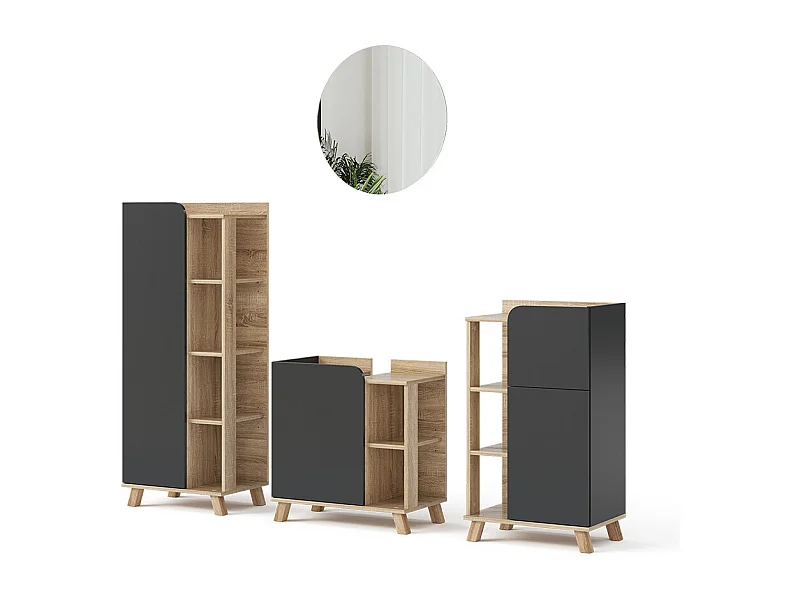 Badmöbel-Set sonoma/anthrazit 60x35x65 karen