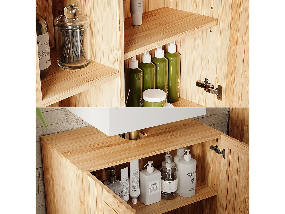 Set di mobili da bagno bambù 60x36x65 lucie