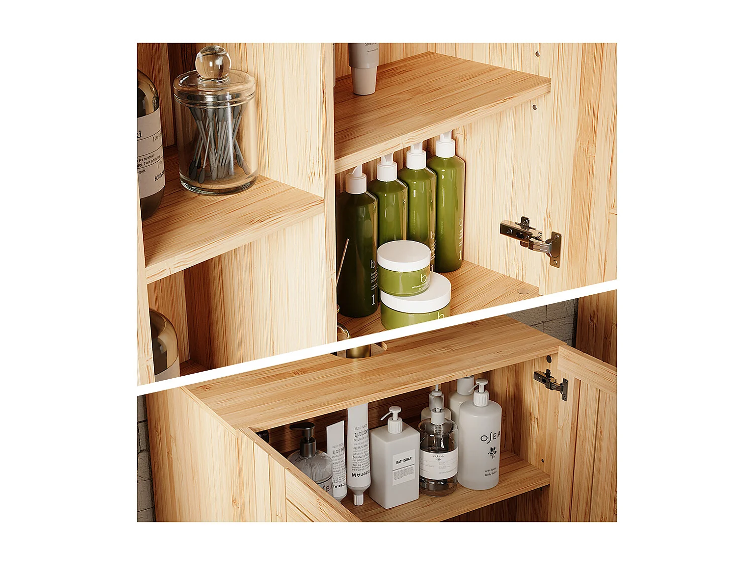 Ensemble de meubles de salle de bains bambou 60x36x65 lucie