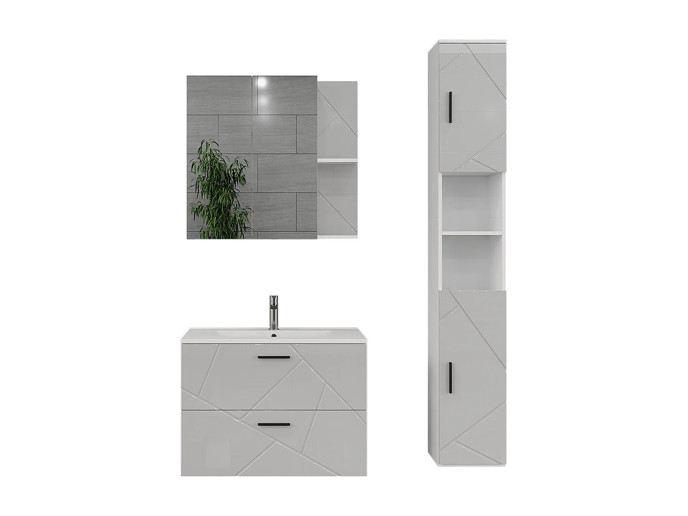 Conjunto de muebles de baño blanco/blanco alto brillo 80x44.6x57 irma