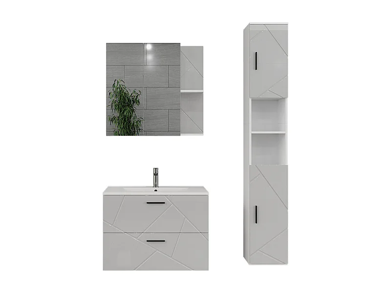 Badmöbel-Set branco/branco brilhante 80x44.6x57 irma