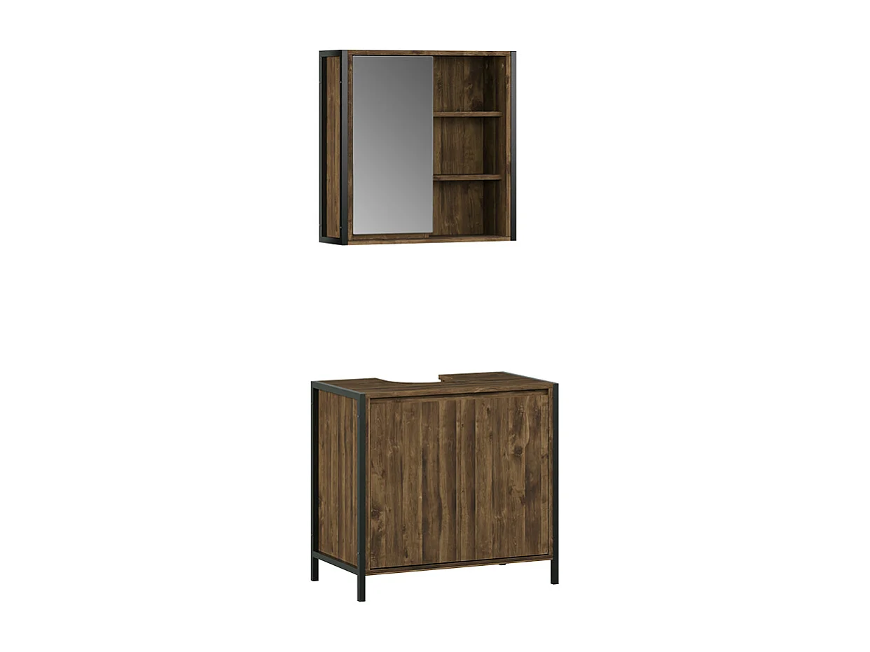 Set di mobili da bagno quercia/nero 70x40x65 naola
