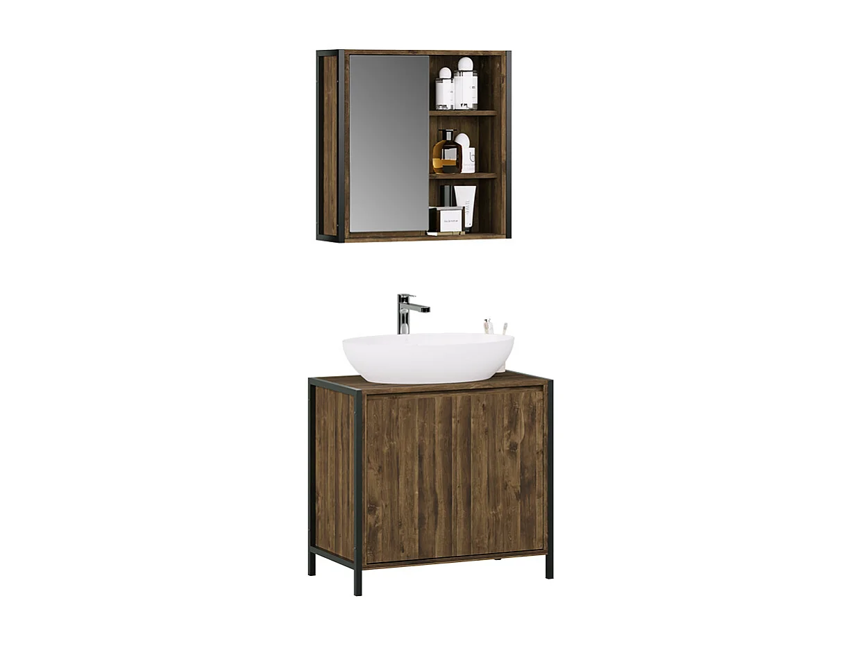 Set di mobili da bagno quercia/nero 70x40x65 naola
