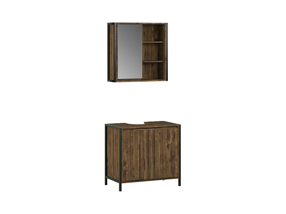 Meubles bain chêne/noir 70x40x65 naola