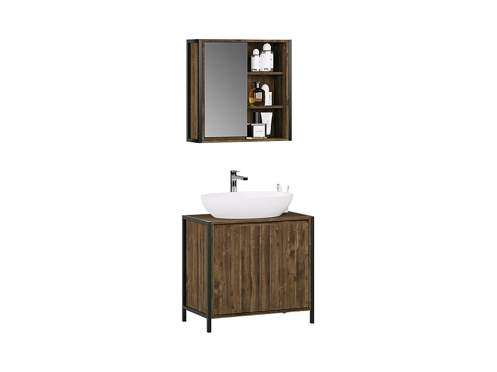 Meubles bain chêne/noir 70x40x65 naola
