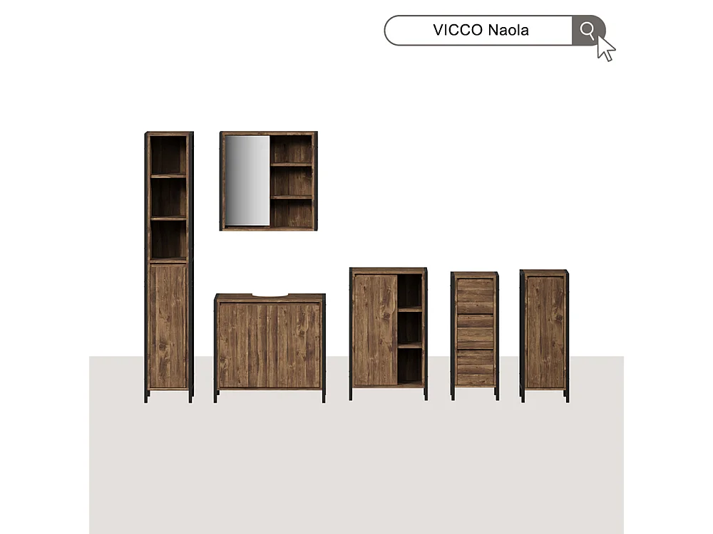 Meubles bain chêne/noir 70x40x65 naola