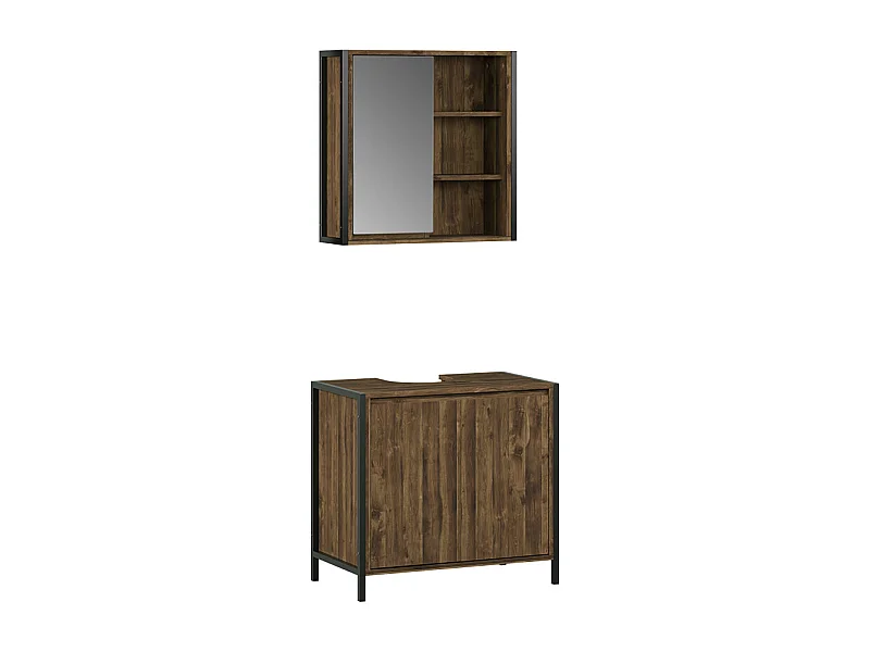 Conjunto de móveis de banheiro carvalho/preto 70x40x65 naola