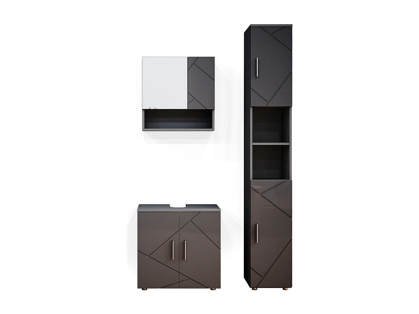 Conjunto de muebles de baño antracita alto brillo 80x41x58.6 irma
