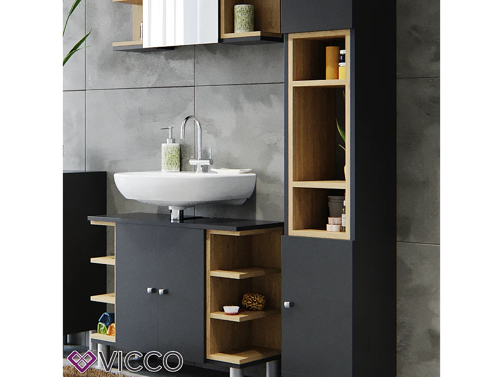 Meubles bain anthracite 79.6x32x64 aquis