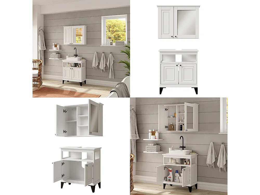 Set di mobili da bagno bianco 60x30x65 vanity