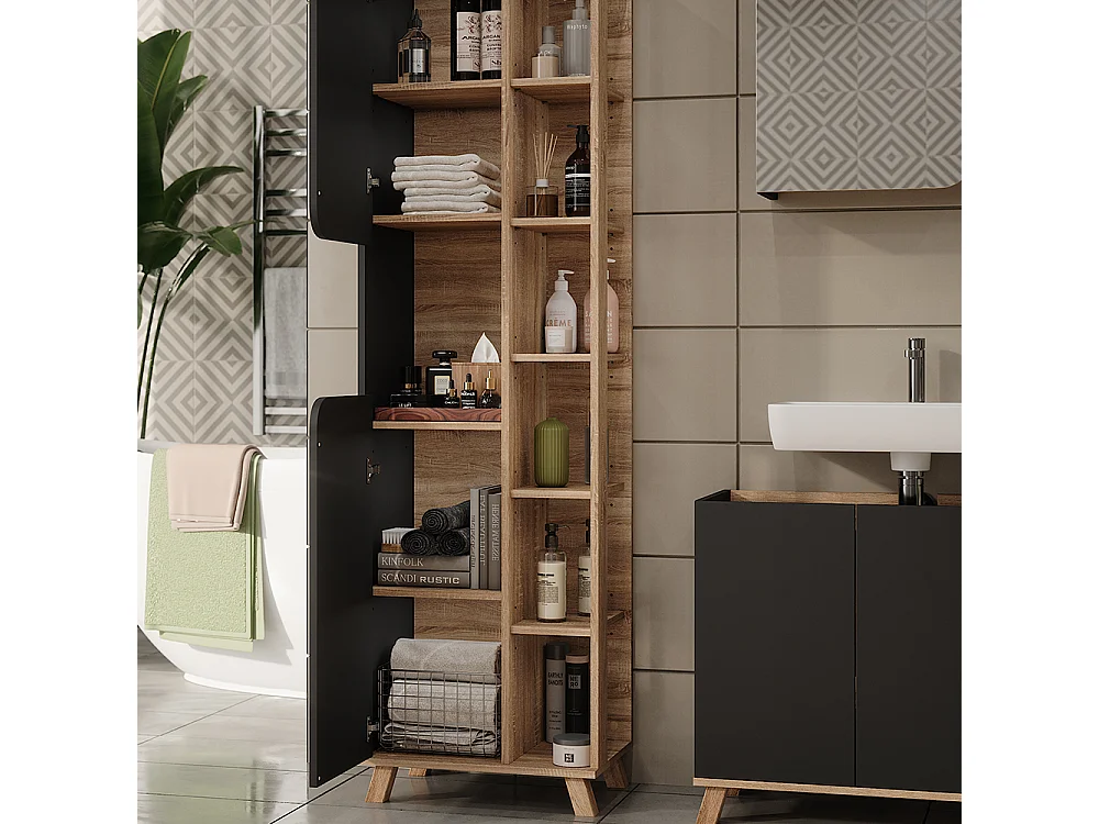 Badmöbel-Set sonoma/anthrazit 80x35x65 karen