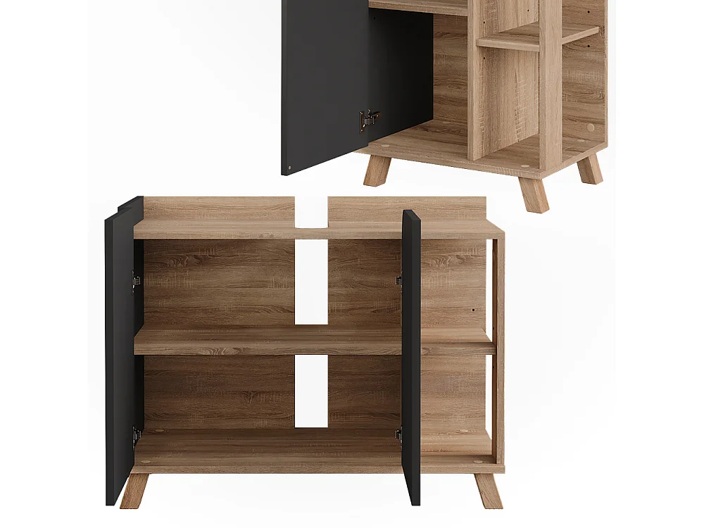 Badmöbel-Set sonoma/anthrazit 80x35x65 karen