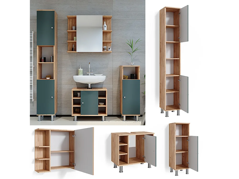 Set mobili bagno verde 60x32x54 fynn