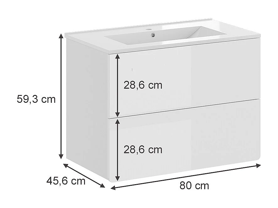 Meubles bain blanc 80x46x59.3 izan