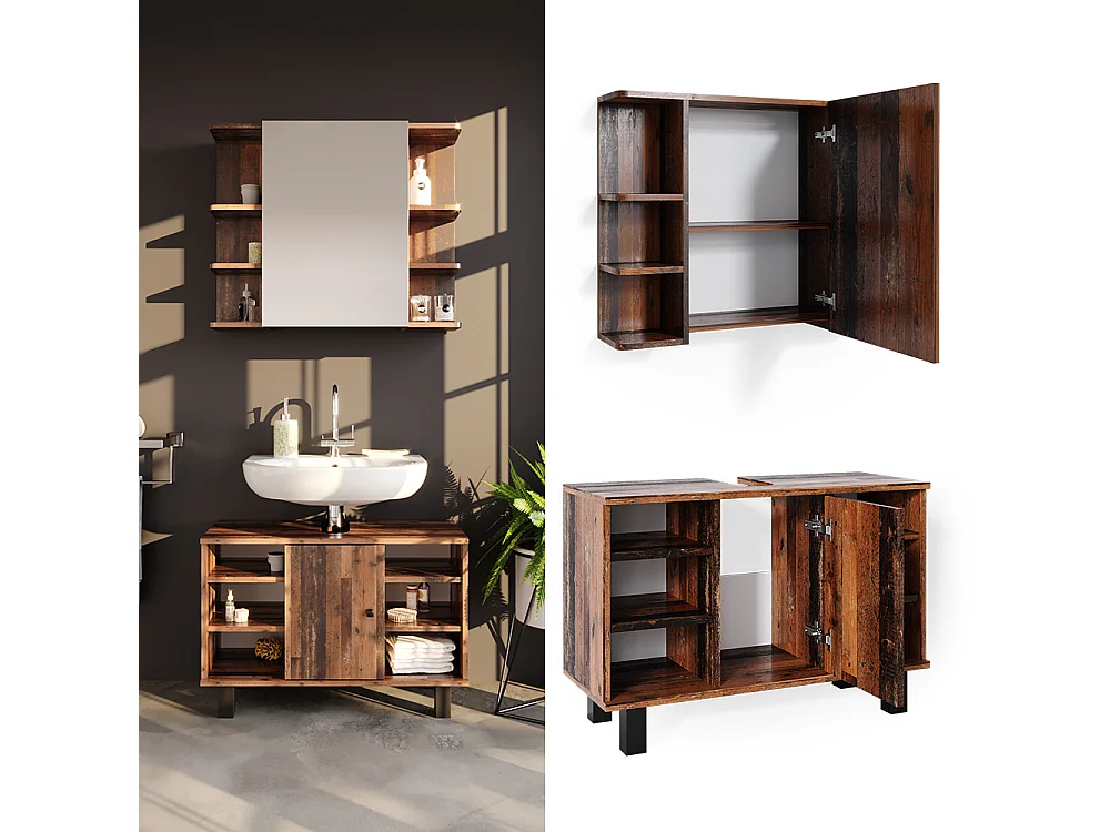 Set mobili bagno rovere rustico 60x32x54 fynn