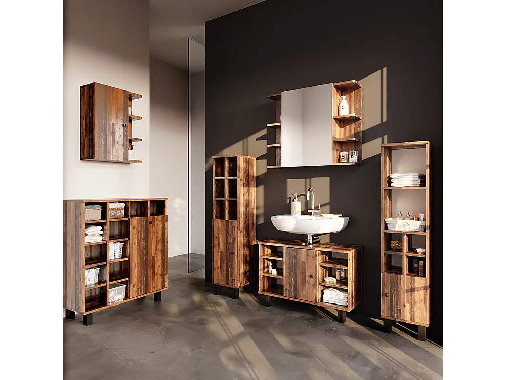 Set mobili bagno rovere rustico 60x32x54 fynn