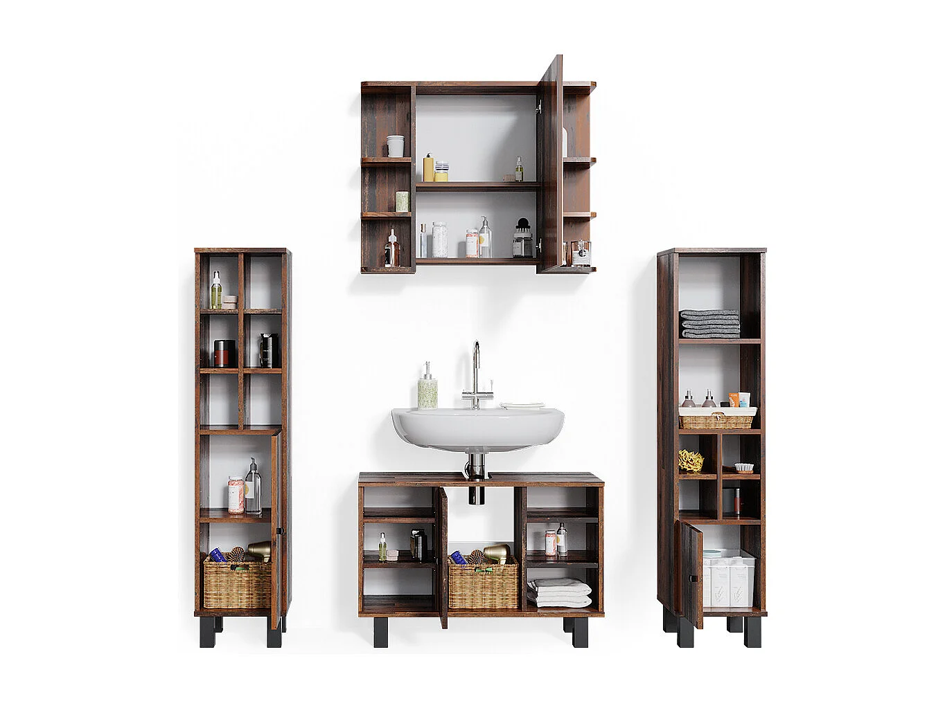 Set mobili bagno rovere rustico 60x32x54 fynn