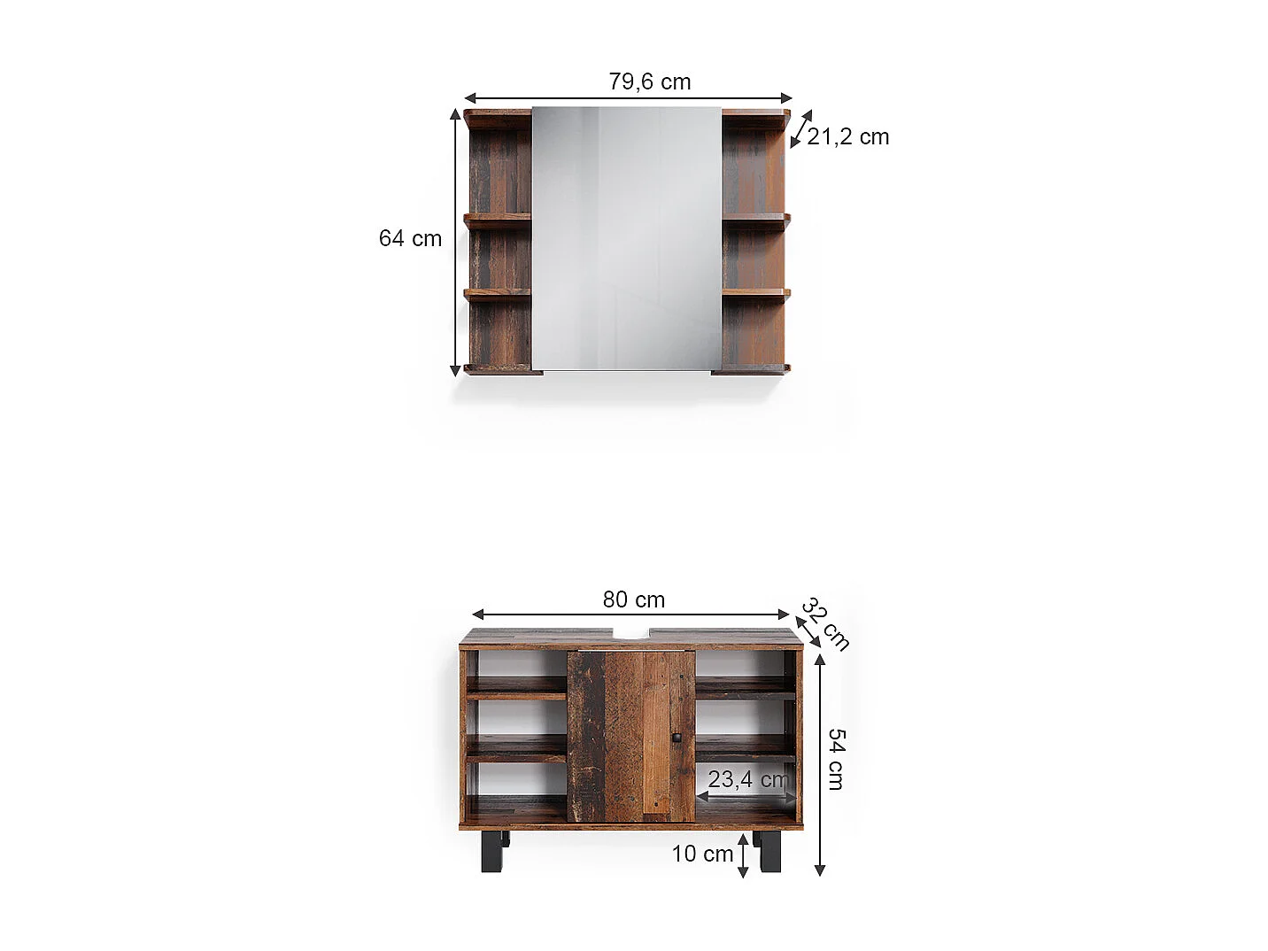 Meubles bain chêne rustique 60x32x54 fynn