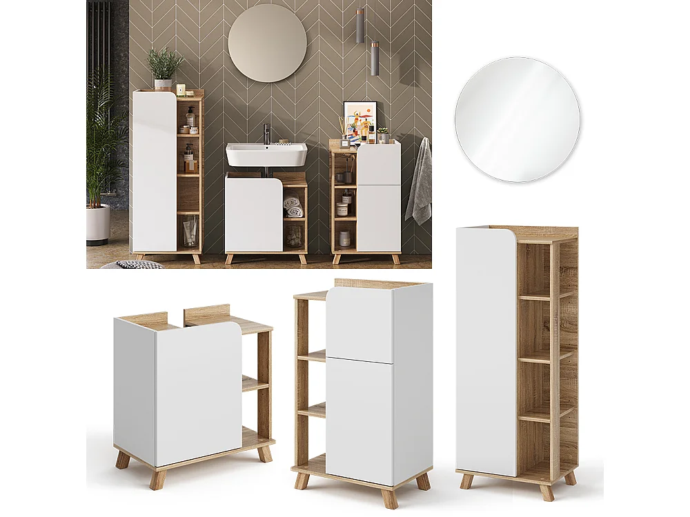 Badmöbel-Set sonoma/weiß 60x35x65 karen