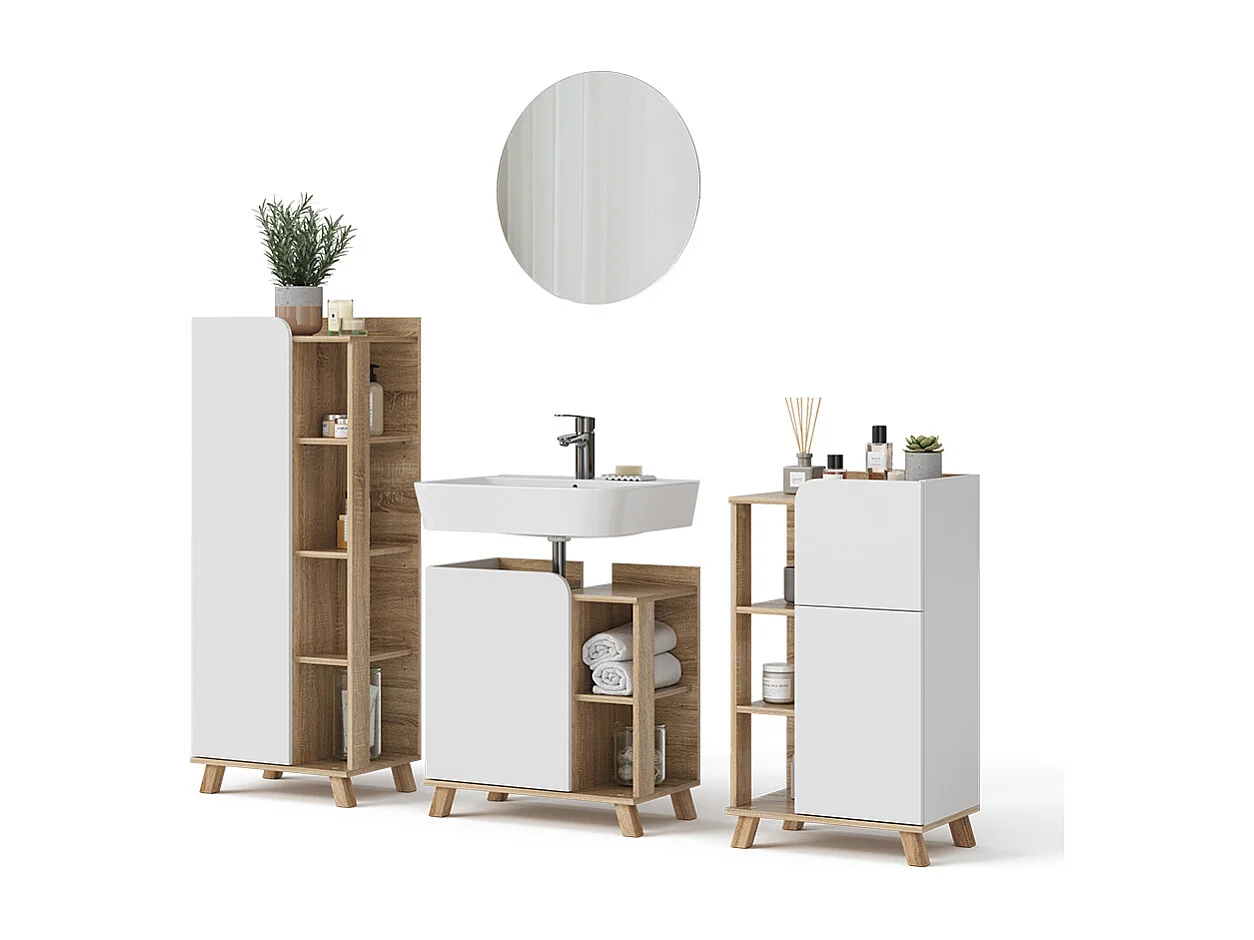 Badmöbel-Set sonoma/weiß 60x35x65 karen