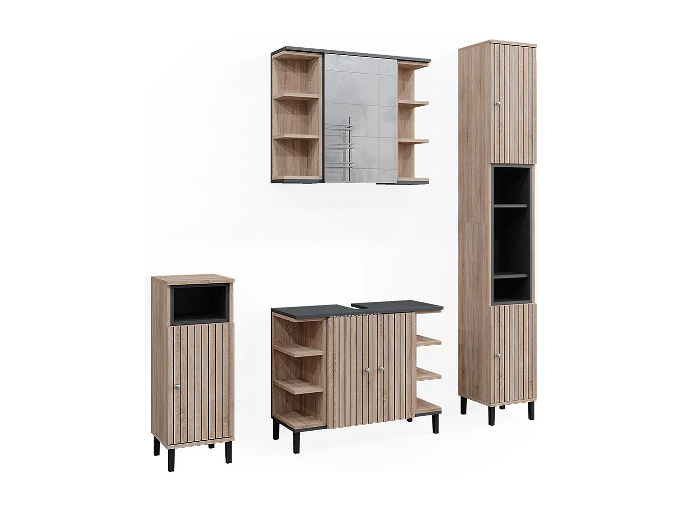 Badmöbel-Set sonoma 79.6x32x64 aquis