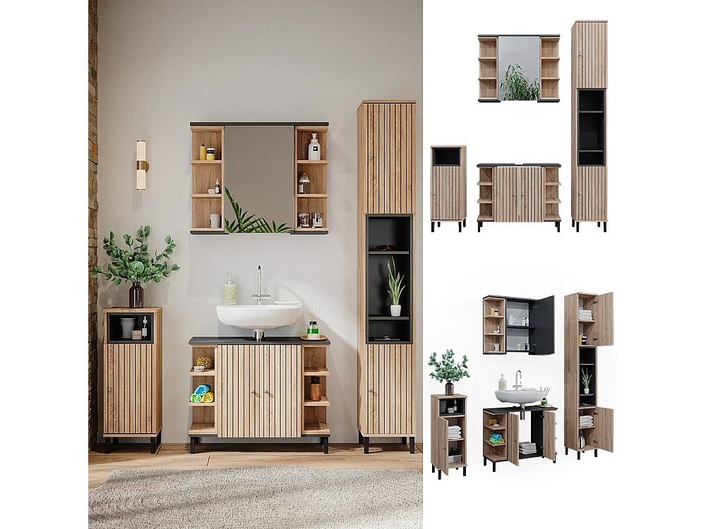 Badmöbel-Set sonoma 79.6x32x64 aquis