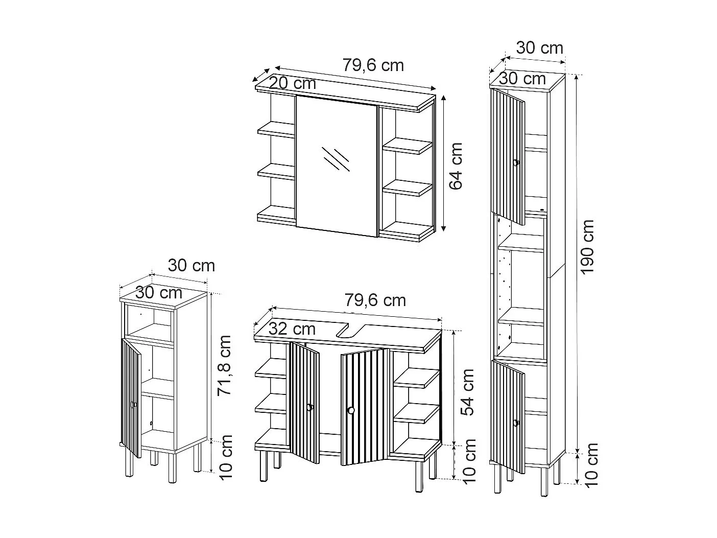 Badmöbel-Set sonoma 79.6x32x64 aquis