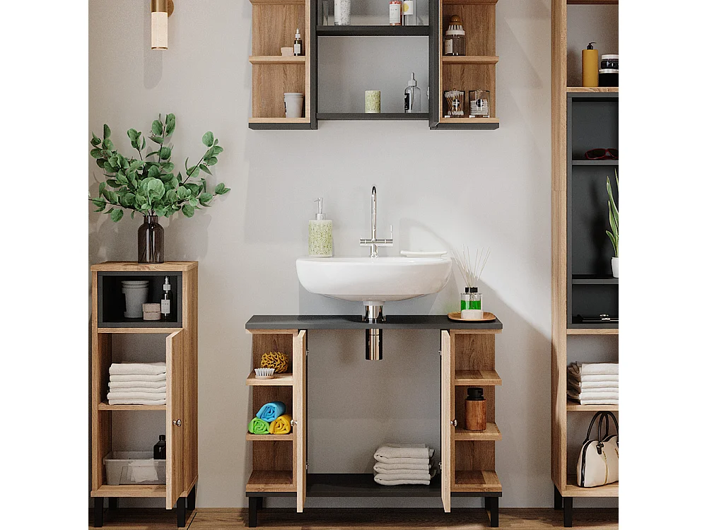 Badmöbel-Set sonoma 79.6x32x64 aquis