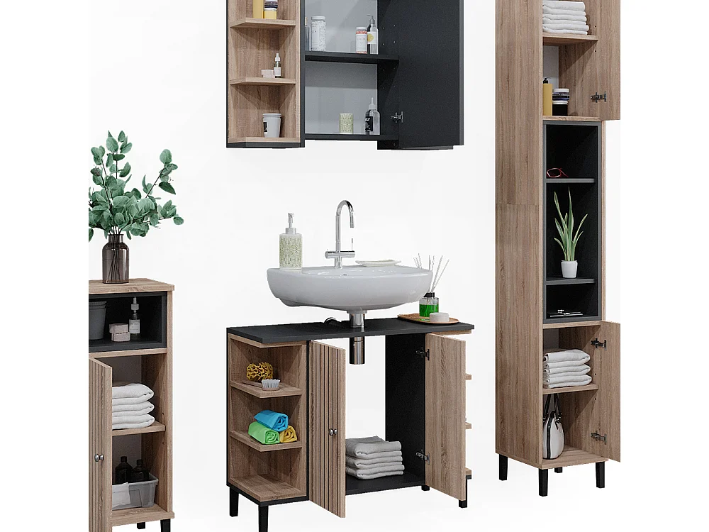 Badmöbel-Set sonoma 79.6x32x64 aquis