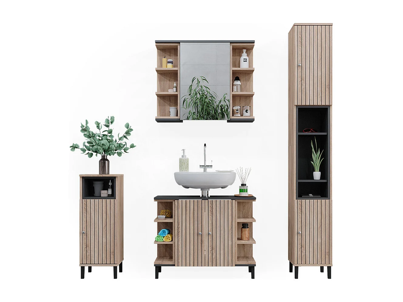 Badmöbel-Set sonoma 79.6x32x64 aquis