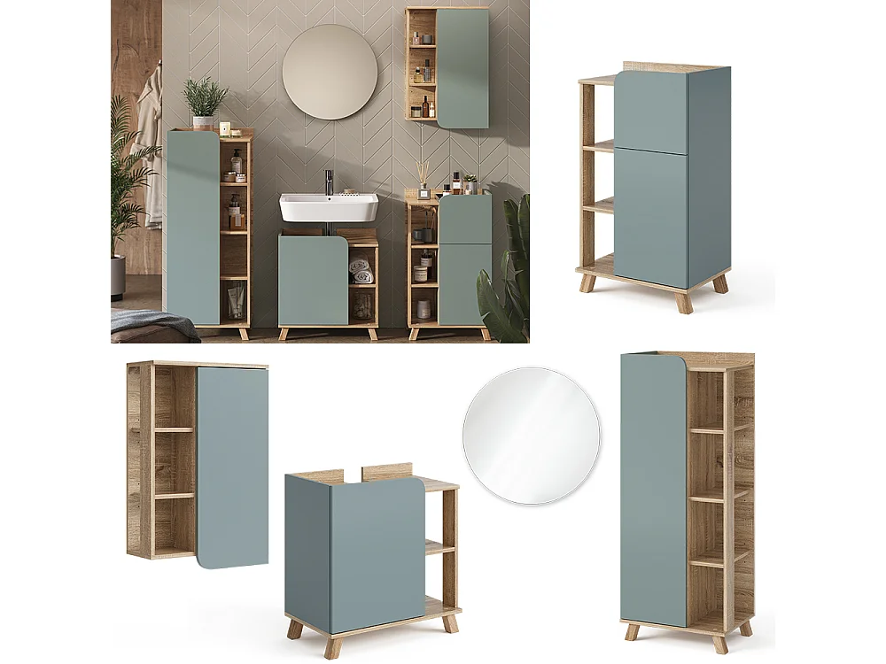 Badkamermeubelset sonoma/blauw 60x35x65 karen