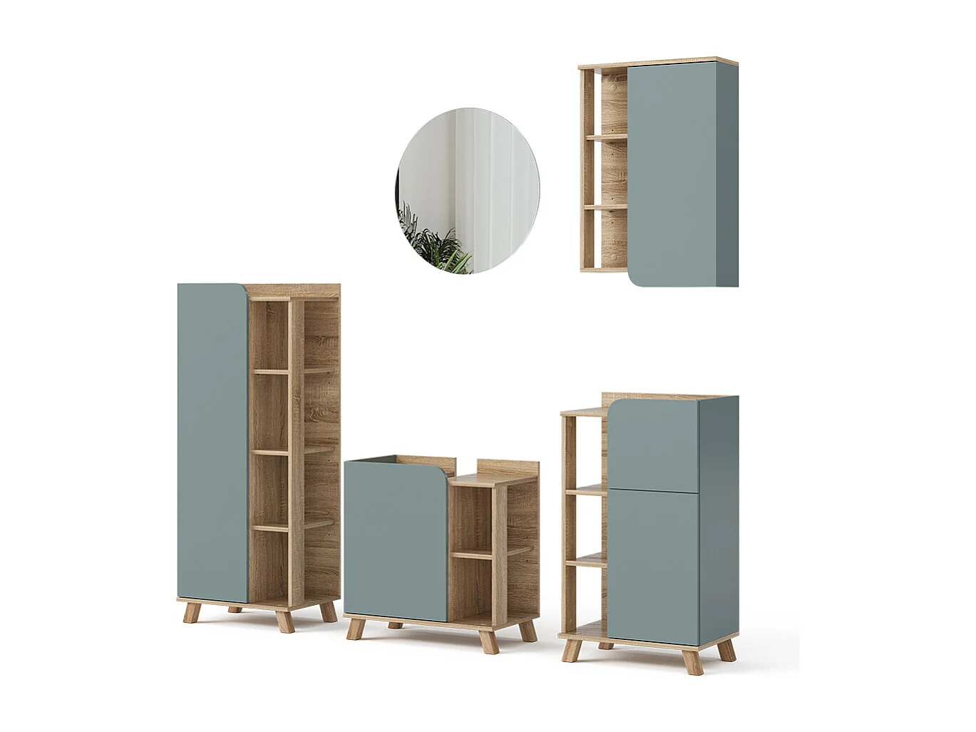 Badeværelsesmøbler sæt sonoma/blå 60x35x65 karen