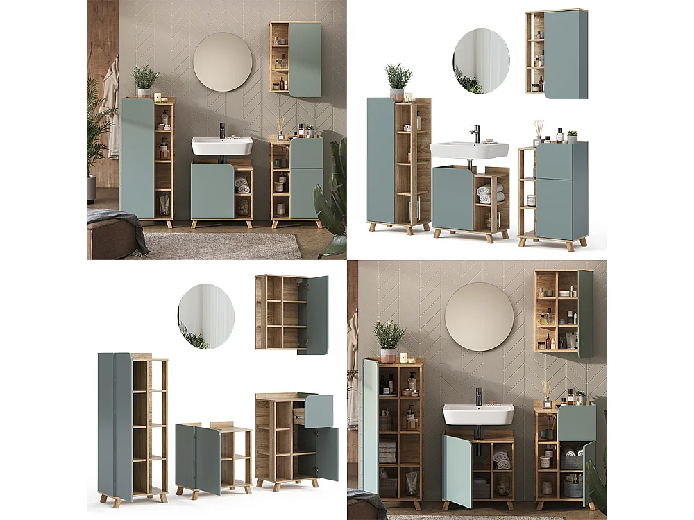 Badeværelsesmøbler sæt sonoma/blå 60x35x65 karen