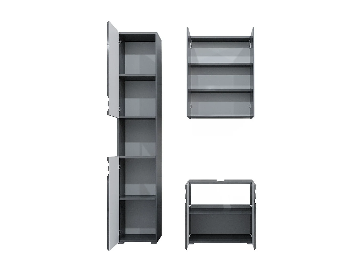 Conjunto de muebles de baño antracita alto brillo 56x34x60 fredd