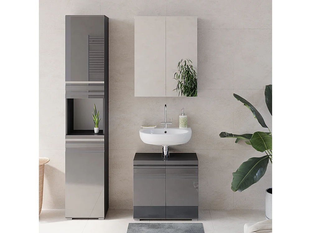 Meubles bain anthracite haute brillance 56x34x60 fredd