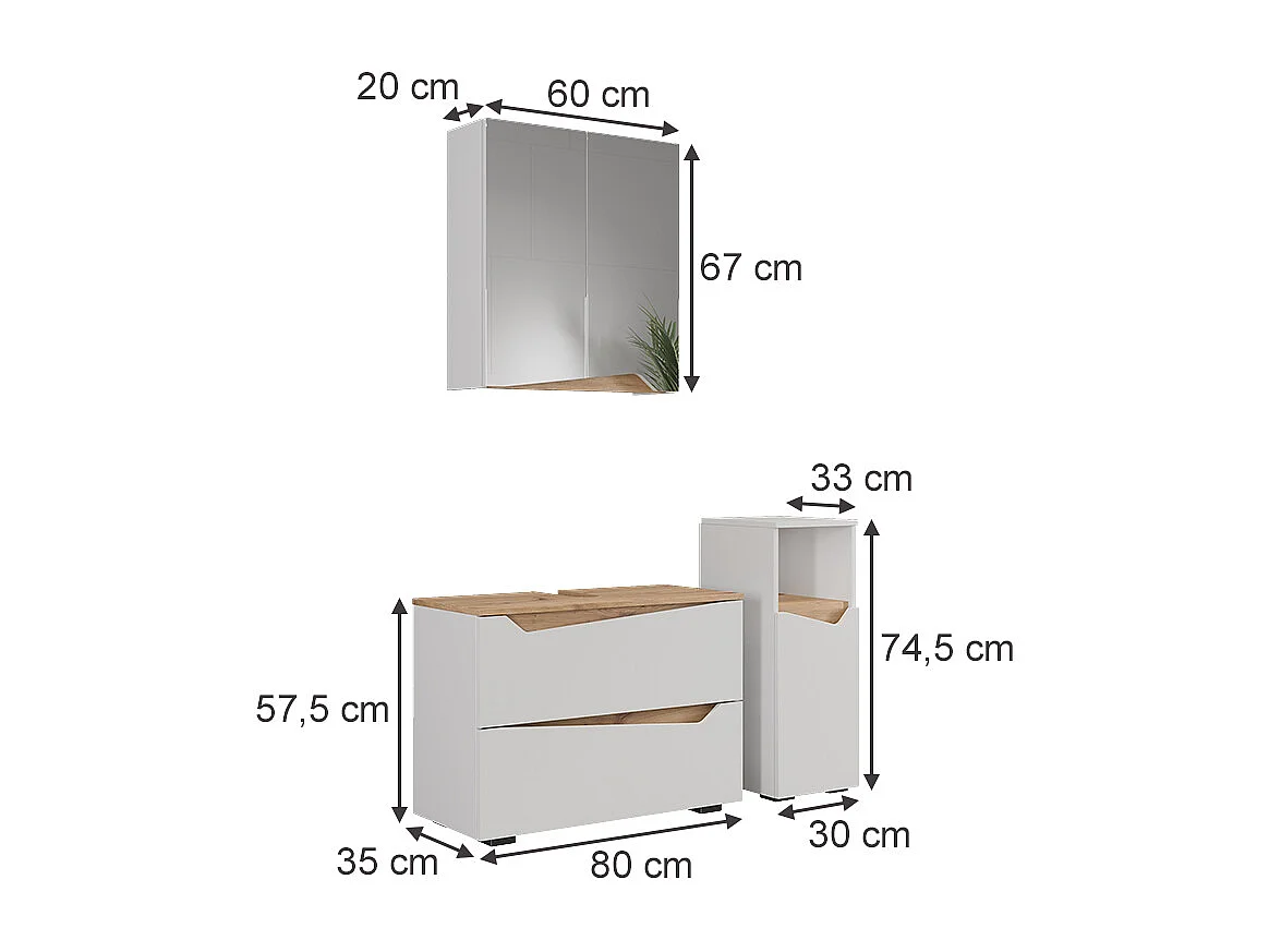Badmöbel-Set weiß 80x35x57.5 marelle