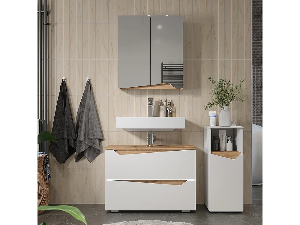 Meubles bain blanc 80x35x57.5 marelle