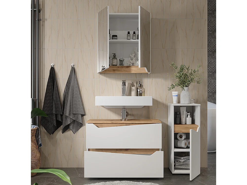 Meubles bain blanc 80x35x57.5 marelle