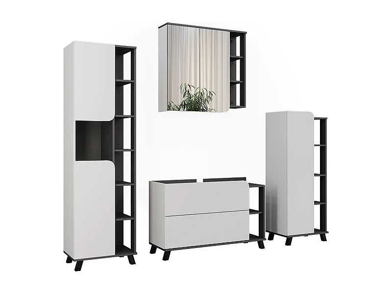 Badmöbel-Set anthrazit/weiß 100x35x65 karen